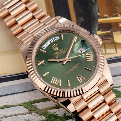 day date rolex olive green|Rolex Day-Date 228235.